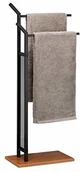 Wieszaki łazienkowe - Relaxdays wieszak na ręczniki, 2 drążki, stojący wieszak na ręczniki, bez wiercenia, wys. x szer. x gł.: 88 x 40 x 20 cm, czarny (10024629) - miniaturka - grafika 1