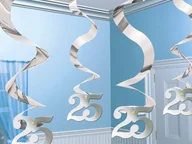 Wesele i ślub - AMSCAN Dekoracja wisząca Srebrne Gody - 61 cm - 5 szt. 679090 - miniaturka - grafika 1