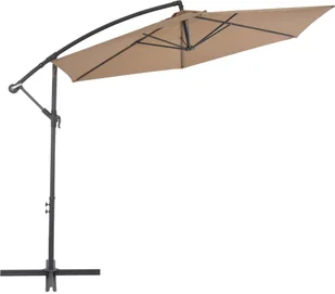 vidaXL Parasol wiszący z aluminiowym słupkiem, 300 cm, kolor taupe - Parasole ogrodowe - miniaturka - grafika 3