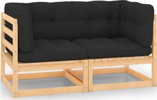 vidaXL Ogrodowe siedziska narożne z poduszkami, 2 szt., drewno sosnowe - Komplety wypoczynkowe - miniaturka - grafika 2