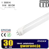 Świetlówki - NVOX Świetlówka led 60cm 9w t8 3000k g13 ciepła INOXX 60T8K3000 AL MI FS - miniaturka - grafika 1