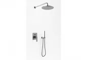 Zestawy prysznicowe - Kohlman Experience Gray Zestaw prysznicowy podtynkowy z deszczownicą okrągłą 25 cm szczotkowany grafit QW210EGR25 - miniaturka - grafika 1
