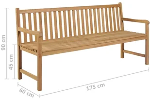 vidaXL Ławka ogrodowa z antracytową poduszką, 175 cm, drewno tekowe 3062799 - Ławki ogrodowe - miniaturka - grafika 10