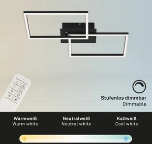 Briloner Lampa sufitowa LED Frame CCT, czarna, 50x39cm - Lampy sufitowe - miniaturka - grafika 3