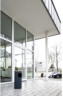 Durable Kosz na śmieci SAFE okrągły metalowy z popielnicą srebrny - Kosze biurowe - miniaturka - grafika 3