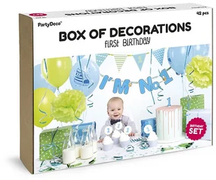 Party Deco Party Box - Imprezowe Pudełko - Zestaw dekoracji na roczek I'm no. 1 dla chłopca SET3-001 - Baby shower i roczek - miniaturka - grafika 3