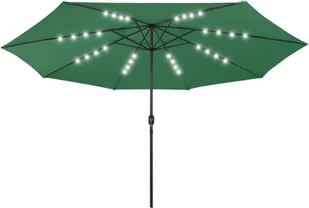 vidaXL Parasol ogrodowy z LED i metalowym słupkiem, 400 cm, zielony 312531 - Parasole ogrodowe - miniaturka - grafika 2