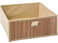 5five Simple Smart Niewielki kosz bambusowy kolor brązowy 31 x 31 x 14 cm przechowywanie rzeczy 2 uchwyty do przenoszenia organizer do szafy B07FR2B4ZM - Pudła i pojemniki do przechowywania - miniaturka - grafika 4