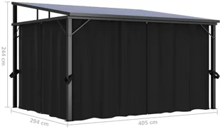 vidaXL Altana z zasłonami, 405 x 294 x 244 cm, antracytowa! 48599 - Altany ogrodowe - miniaturka - grafika 10