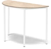 Meble do szkół i przedszkoli - AJ Produkty Stół SONITUS, półokrągły, 1200x600x900 mm, linoleum beż, biały - miniaturka - grafika 1