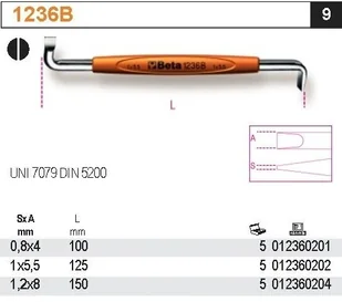 Beta WKRĘTAK PŁASKI KĄTOWY DWUSTRONNY 0.8X4MM 1236B/0.8X4 - Śrubokręty - miniaturka - grafika 2