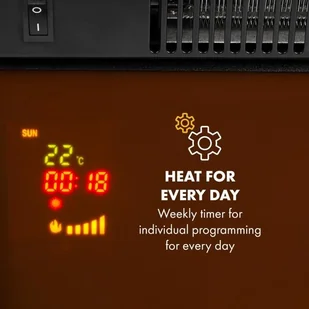 Klarstein Verbier, , 1000/2000 W, LED ogień, pilot, MDF, biały FP1-Verbier - Kominki elektryczne - miniaturka - grafika 4