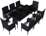 Meble ogrodowe - vidaXL Zestaw mebli ogrodowych z polirattanu, 17 elementów, czarny - miniaturka - grafika 1