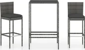 Pozostałe meble ogrodowe - vidaXL 3-cz zestaw barowy do ogrodu z poduszkami rattan PE szary 3064829 - miniaturka - grafika 1