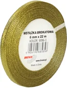 Pasmanteria - BREWIS Wstążka dekoracyjna brokatowa 6mm złota Brewis WB6-1 - miniaturka - grafika 1