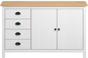 vidaXL Komoda Hill Range, biała, 130x40x80 cm, lite drewno sosnowe - Komody - miniaturka - grafika 2
