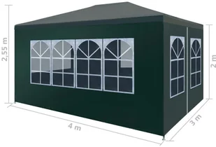 vidaXL Namiot imprezowy, 3 x 4 m, zielony - Pawilony ogrodowe - miniaturka - grafika 25