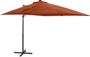 vidaXL Parasol wiszący z lampkami LED i słupkiem, terakota, 250 cm 312327 - Parasole ogrodowe - miniaturka - grafika 2