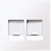 Wyłączniki światła i elektryczne - Merten meg4562 0325 zentralpl. f. Modular Jack 2-krotne m. schutzsch na kurz., aktivweiss błyszczący, Sys. M - miniaturka - grafika 1