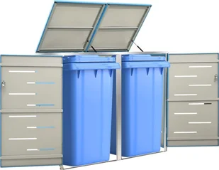 vidaXL Osłona na 2 kosze na śmieci 138x77,5x115,5 cm stal nierdzewna 149567 - Kosze na śmieci - miniaturka - grafika 3