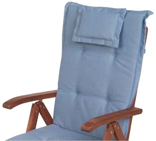 Beliani Zestaw 2 krzeseł ogrodowych drewnianych z niebieskimi poduszkami TOSCANA 174132 - Fotele i krzesła ogrodowe - miniaturka - grafika 7