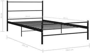 vidaXL Rama łóżka, czarna, metalowa, 100 x 200 cm - Łóżka - miniaturka - grafika 7
