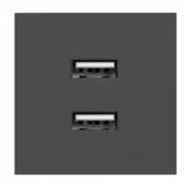 Listwy zasilające - NOEN USB x 2, podwójny port modułowy 45x45mm z ładowarką USB, 2,1A 5V DC, czarny OR-GM-9010/B/USBX2 - miniaturka - grafika 1