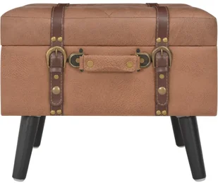 vidaXL Stołki ze schowkami, 3 szt., brązowe, sztuczna skóra vidaXL - Pufy i podnóżki - miniaturka - grafika 3