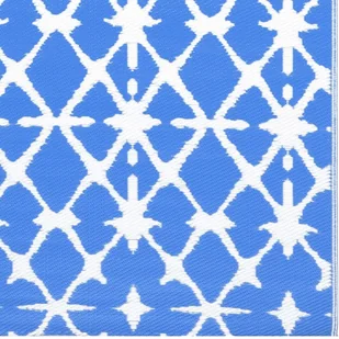 vidaXL Dywan na zewnątrz, niebiesko-biały, 190x290 cm, PP - Dywany zewnętrzne - miniaturka - grafika 6