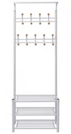 Wieszaki i stojaki - Wieszak Stojący Biały Na Ubrania Z Półkami L7-T62 - miniaturka - grafika 1
