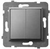 Wyłączniki światła i elektryczne - Ospel Łącznik podwójny schodowy Szary mat Aria - ŁP-10U/m/70 - miniaturka - grafika 1