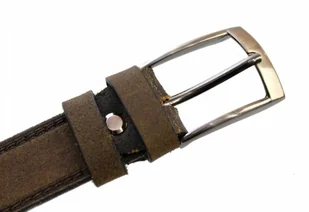 TRK (PL) Pasek Skórzany TRK (PL) "TŁOCZONY CIENKĄ NITKĄ" Skóra Naturalna Zamszowa 30 mm BEŻOWY - Paski - miniaturka - grafika 3