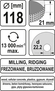Yato Frez tarnikowy do drewna 118mm YT-59176 YATO YT-59176 - Frezy - miniaturka - grafika 5