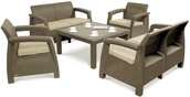 Meble ogrodowe - Curver Meble ogrodowe Corfu Fiesta FAMILY, cappuccino - miniaturka - grafika 1