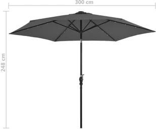 vidaXL Parasol ogrodowy z LED i stalowym słupkiem, 300 cm, antracytowy - Parasole ogrodowe - miniaturka - grafika 8