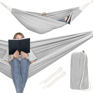 Hamak dwuosobowy 200x150cm bujak ogrodowy 200kg jasnoszary HM039 - Hamaki Hamak dwuosobowy 200x150cm bujak ogrodowy 200kg jasnoszary HM039 - Hamaki - miniaturka - grafika 1