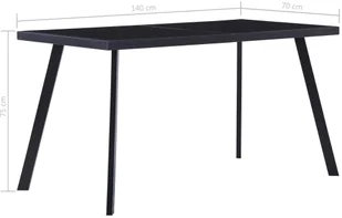 vidaXL Stół jadalniany, czarny, 140 x 70 x 75 cm, hartowane szkło - Stoły - miniaturka - grafika 5