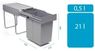 Kosze na śmieci - Alveus Sortownik ALBIO 20 (1x21l + 1x0,5l) 1090334 - miniaturka - grafika 1