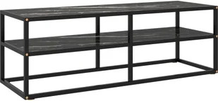 vidaXL Szafka pod telewizor, czarna z marmurowym szkłem, 120x40x40 cm - Szafki RTV - miniaturka - grafika 2