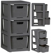 Półki i regały dla dzieci - Regał Komoda Szafka Półka Z 3 Koszami Rattan Branq - miniaturka - grafika 1