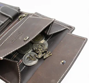 Cefirutti Portfel Męski Skórzany Skóra Licowa Duży Pionowy Bez Zapięcia Dwa Listki Z Zapinką Wewnątrz Matowy HT 7680272 - Portfele - miniaturka - grafika 7