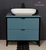 Szafki łazienkowe - Niebieska szafka z białą umywalką loft 80 cm New York N NY-N-U80/50/2 + PREMIUM - miniaturka - grafika 1