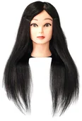 Główki treningowe - Calissimo Główka treningowa Jessica 65 cm black, włos ludzki + uchwyt, fryzjerska do czesania, głowa do ćwiczeń JESSICA 65 BLACK - miniaturka - grafika 1