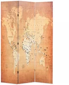 Parawany - vidaXL Składany parawan, 120x180 cm, mapa świata, żółty - miniaturka - grafika 1