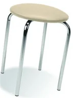 Taborety i hokery - Kremowy okrągły taboret kuchenny metalowy E1-D96 - miniaturka - grafika 1