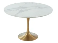 Stoły - Unique Vente pl Stół jadalniany NORAH 4-osobowy marmur i metal kolor biały i złoty - miniaturka - grafika 1
