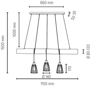 Spotlight Drewniana LAMPA wisząca TRABO LONG 69214304 ekologiczna OPRAWA rustykalny ZWIS belka townshend sosna czarny 69214304 - Lampy sufitowe - miniaturka - grafika 2