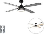 Wentylatory sufitowe - QAZQA Czarny wentylator sufitowy z pilotem - Fanattic - miniaturka - grafika 1