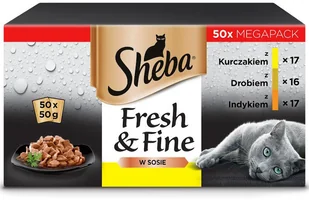 Sheba Fresh&Fine Mix Smaków Drobiowych Karma w sosie dla kota 50x50g - Mokra karma dla kotów - miniaturka - grafika 2