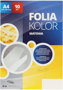Argo Folia do drukarek laserowych kolorowych LX A4 opk 10 arkuszy Matowa - Folie do drukarek Argo Folia do drukarek laserowych kolorowych LX A4 opk 10 arkuszy Matowa - Folie do drukarek - miniaturka - grafika 2